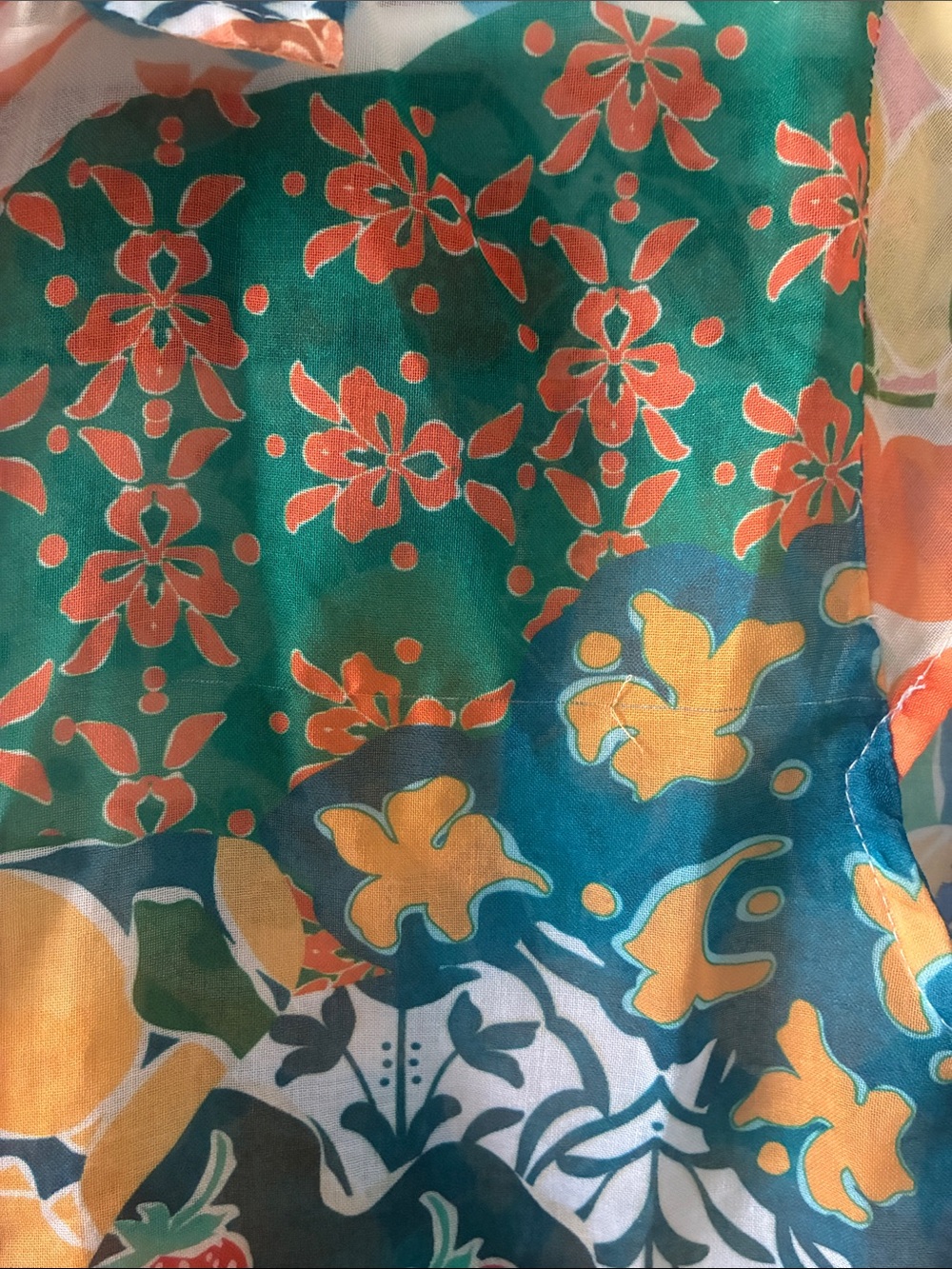 Maximalist Summery Printed Cap Sleeve Button up Shirt - Picture 3 of 4